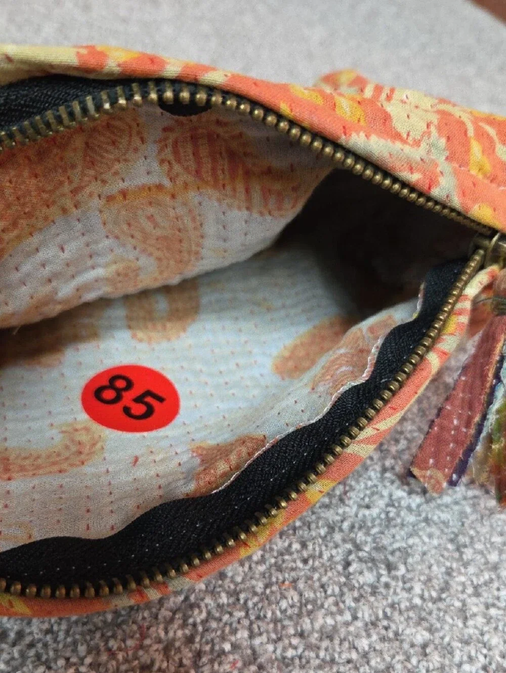 Orange Floral-Print Kantha Pouch #85